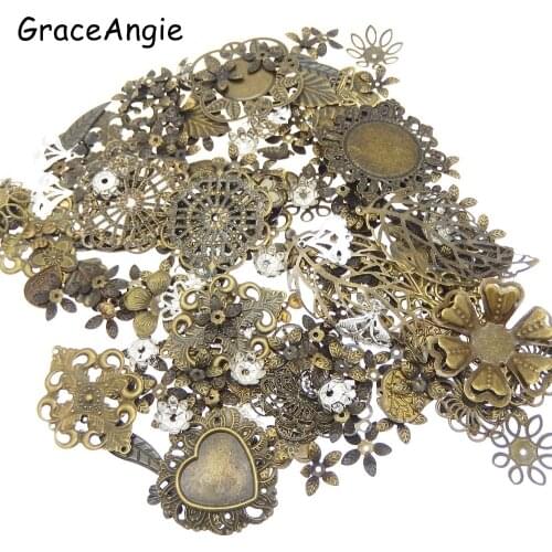 GraceAngie 100pcs Butterfly Flower Shape Jewelry DIY Decorations Necklace Bracelet Pendant Leaf Water Droplets Style DIY Crafts
