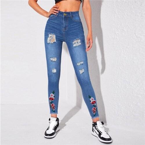 Женские джинсы с вышивкой Weigou China At AliExpress