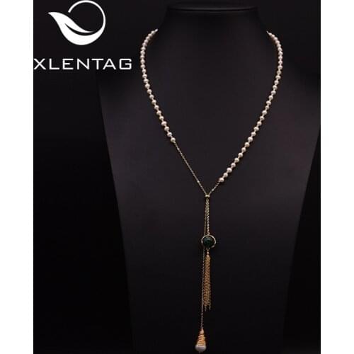 Xlentag Natural Freshwater Pearl Adjustable Tassel Long Pendant Necklace Woman Banquet Party Wedding Luxury Jewelry GN0182