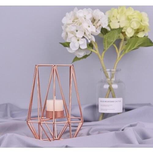 Iron Candlestick Nordic Wrought Hollow Out Geometric Structure Tealight Candle Holder Home Party Decoration Metal Crafts 20MAR9