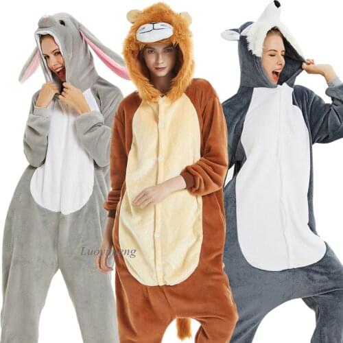 Kigurumi Women Unicorn Panda Pajamas Onesies Unisex Winter Nightwear Anime Costumes Adults Men Flannel Sleepwear Pyjamas Mujer
