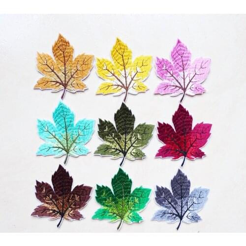 12 Kinds Maple Leaf Embroidery Iron On Patch For Clothing Sewing Badge Leaves Applique Dresses Shoes Bag Decoration DIY Apparel