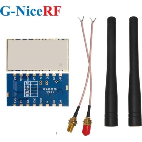 2pcs 1W Si4463 Embedded FSK 433MHz TX/RX Module RF4463F30+2pcs Rubber Antenna+2pcs SMA Head extension cable