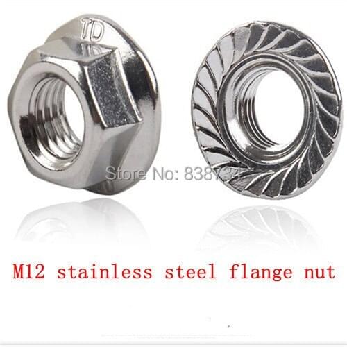 20pcs 304stainless steel hex serrated flange nut m12