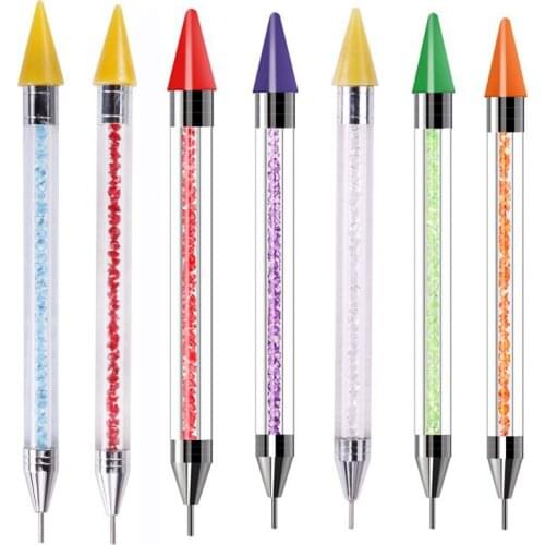 20pcs Dual-ended Dotting Pen Rhinestone Studs Picker Wax Pencil Crystal Handle Nail Tool Nails Tips Manicure For Nail Art Usage