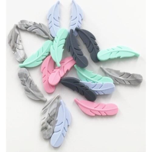 Chenkai 50pcs Silicone Feather Teether Beads DIY Baby Pacifier Dummy Chewing Sensory Jewelry Making Montessori Toy Accessories