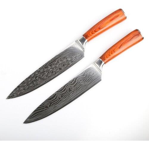 8 inch Chef Knife Sashimi Knife Japanese Layer Damascus Knife 7Cr17MOV Steel Knives Kitchen Twosun Knife