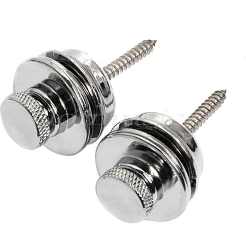 Guitar Strap Button Lock Pin Black Gold Chrome Flat Head 2 Pcs for Bass Acoustic Electric Guitar Parts Accessories
