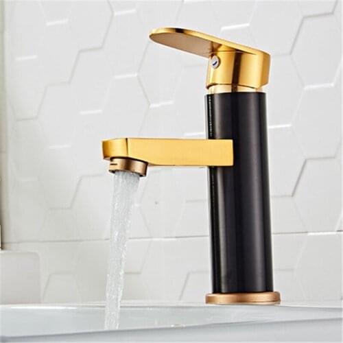 Aluminum Basin Faucets Black Gold Bathroom Sink Washbasin Tap Single Hole