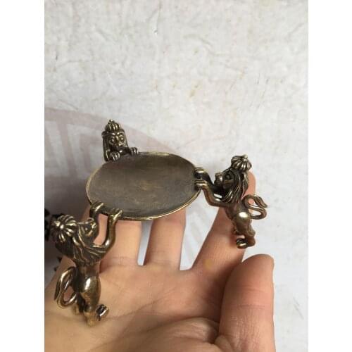 Free shipping Chinese Bronze Plate Cats Lion, angel Animal oil lamp Candle Holder Candlestick statue