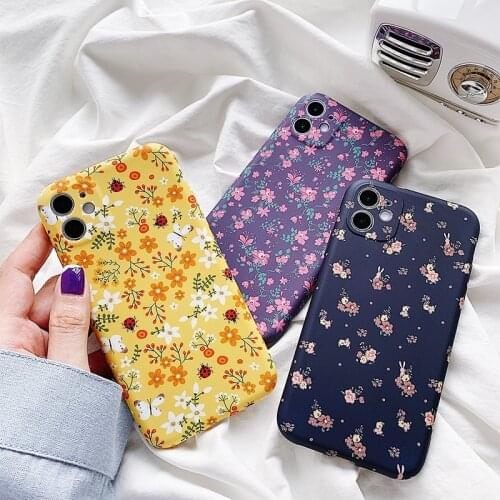 Vintage Colorful flowers Floral Phone Case For iPhone 11 12 Pro Max Mini XR XS X 7 8 Plus 11 Pro SE2020 Soft Silicone Back Cover