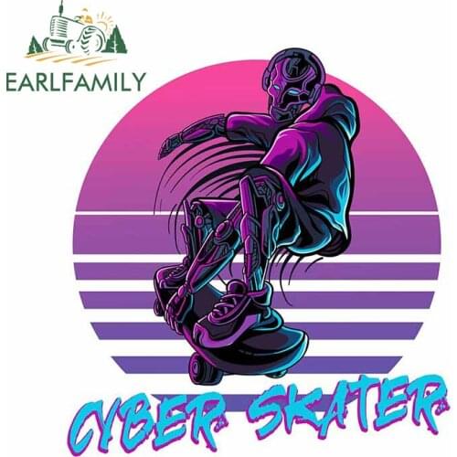EARLFAMILY 13cm x 12cm for Cyber Skater Retro Skating Robot Vinyl Car Sticker Occlusion Scratch Decal Creative SUV Decoration