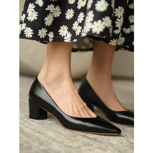 EshtonShero Womens Shoes Genuine Leather Low Heels Pumps For Women Spring Summer Newest Shallow Wedding Shoes Woman Heels
