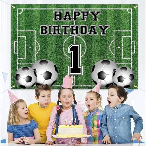 Happy 1st Birthday Backdrop Banner Football Background Banner Happy Birthday 1 Year Old Party Decoration for Boys