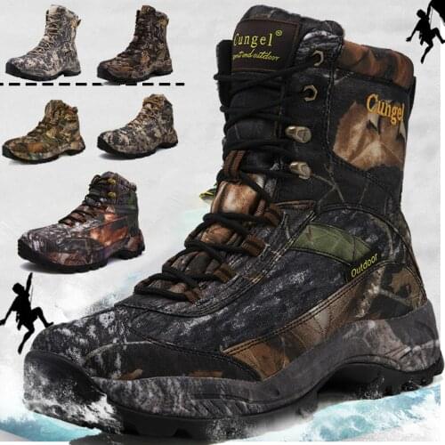 Cungel 2020 Winter Camouflage Snow Men Boots Rain Shoes Waterproof With Fur Plush Warm Male Casual Mid-Calf Work Fishing Boot