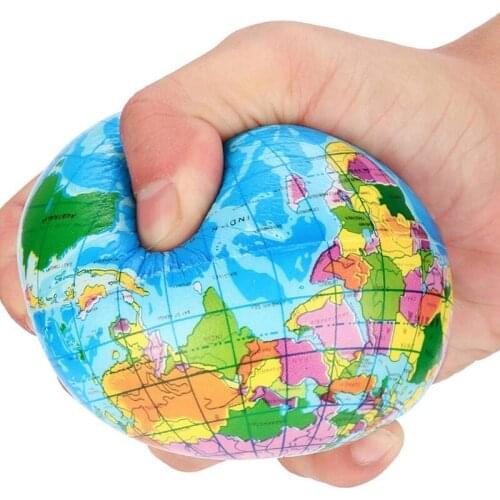 World Map Foam Ball Atlas Globe Stress Relief Ball Fidget Squeezing Sensory Toy LBV