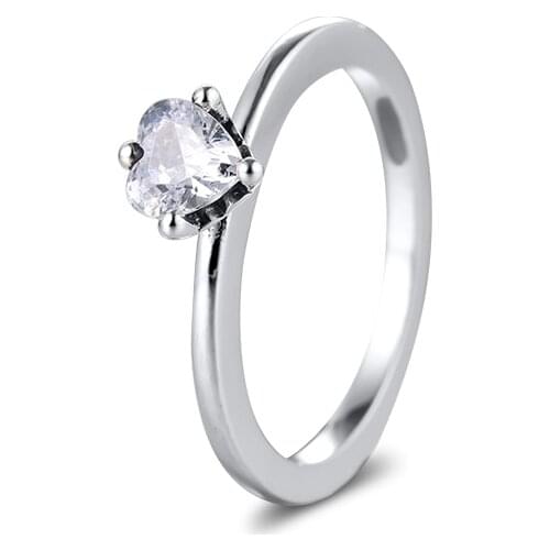 CKK Ring Clear Heart Solitaire Rings for Women Men Anillos Mujer sterling silver Bague plata 925 Para Jewelry Wedding Engagement