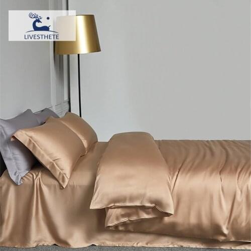 Liv-Esthete Top Grade 100% Silk Bedding Set Beauty Soft Comforter Cover Flat Sheet Duvet Cover Quuen King Bed Linen Pillowcase