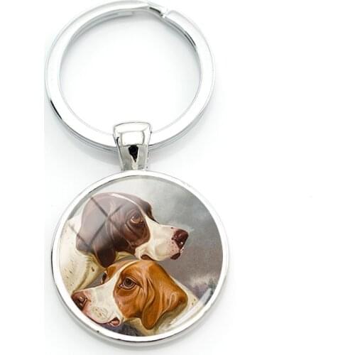 TAFREE Cute Golden Retriever Painting Keyholders 2021 Dogs Design Art Glass Dome Key Chains Round Women Charms Jewelrys