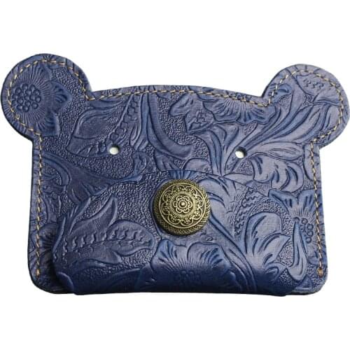 Bear Head Modeling Mini Coin Purse Geanuine Leather Small Women Key Wallet With Metal Hasp Card Holder Bag For Unisex