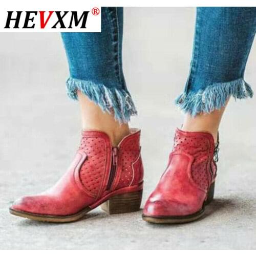 Fashion New Autumn Winter Boots Women Ankle Boots Low Heel Side Zipper Travel Leather Outdoor Shoes Woman Zapatos De Mujer