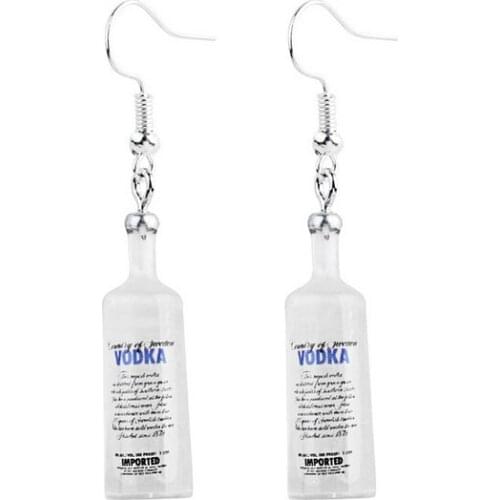 Vodka Bottle Drop Earrings for Women Creative Cool Girl Funny Drinking Transparent Bottle Dangle Earrings Jewelry Party Gift
