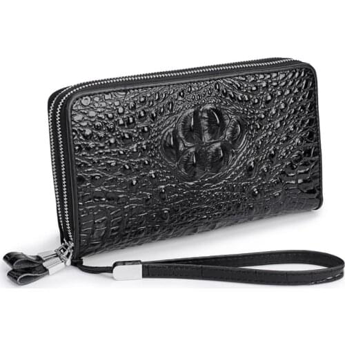 Men Genuine Leather Day Clutch Business Long Wallet Crocodile pattern Male Handbag High Quality iPad mini Bag Big Capacity Purse