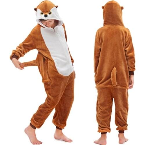 New Animal Fox Pajamas Children Winter Sleepwear Kigurumi Soft Panda Unicornio Pyjamas Girls Onesie Anime Costumes Jumpsuit