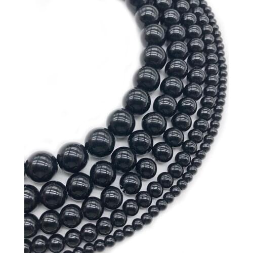 Wholesale Black Glass Beads Fashion 4/6/8/10/12mm Natural Stone Scattered Beads Diy Bracelet Neckace Jewelry Accessories Make