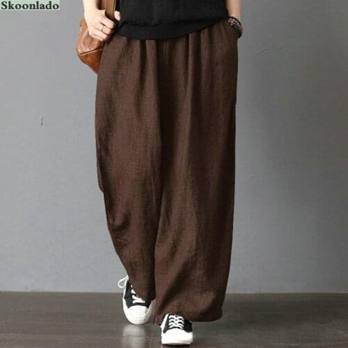 Oversize 5xl women cotton linen straight pants long good quality trousers female lovely elegant fashion pants plus size healthy
