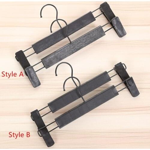 Plastic Black Hanger For Lingerie Underwear Anti-skidding Clothing Pants Skirt Clip Hangers Rack JF