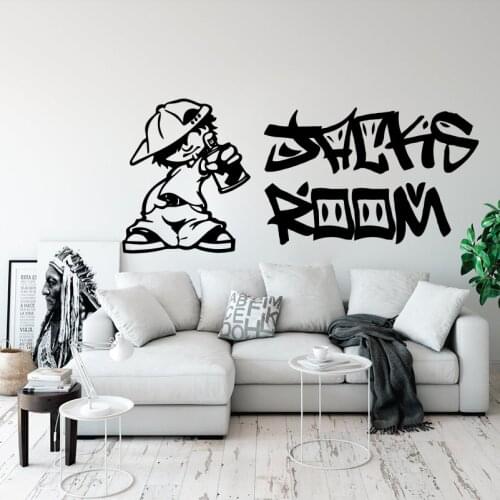 Custom Name Graffiti Street Art Wall Sticker Nursery Kids Room Personalized Banksy Graffiti Wall Decal Game Room Playroom Vinyl