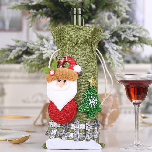 Merry Christmas Santa Wine Bottle Bag Cover Xmas Festival Party Table Decor Gift Home Holiday New Year Christmas Decoration