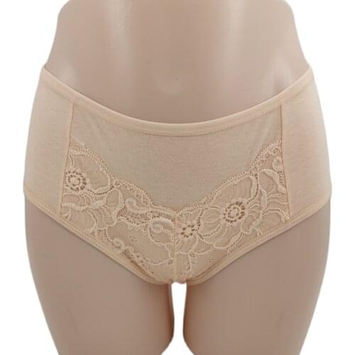 Womens cotton big size panties sexy lace mid waist plus size mama briefs tanga sensual lingerie underpants female underwear