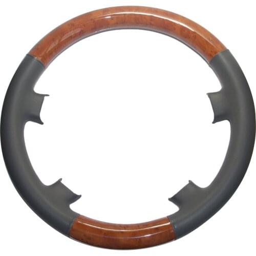 Gray Leather Light Brown Wood Steering Wheel Cover for Benz 95-99 W210 S210 E230 E300 E320 E430 E55 W202 C180 C230 C280 C43 AMG