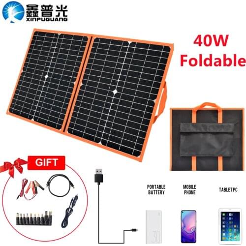 Solar Charger Kit 40W Foldable Solar Panel 12V 18V Portable Placa Solar Energy Power Bank DC USB Output Phone Battery Charger