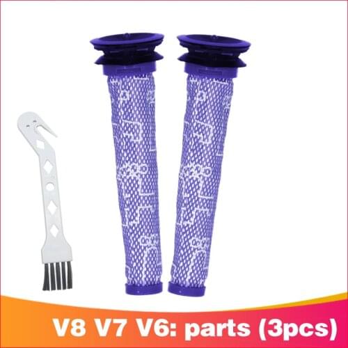 2*Filter+1*Clean Brush, Filter Washable Replacement Filter for Dyson DC58 DC59 DC61 DC62 V6 V7 V8 Series Vacuum Cleaner