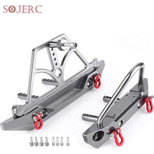 SOJERC RC Crawler Bumper, CNC Racing Metal Front Rear Bumper Set with Spare Tire Carrier fit for Axial SCX10 SCX10 II