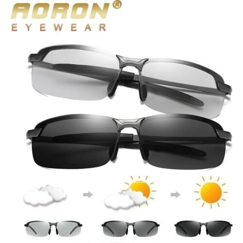 2018 Photochromic Sunglasses Men Polarized Chameleon Discoloration Sun Glasses For Men Fashion Rimless Square Sun Glasses 3043
