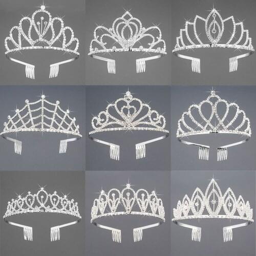 Trendy Bridal Princess Crown Wedding Tiaras and Cowns Hair Jewelry Crystal Headband Flower Girls Children Tiara Hair Accessories