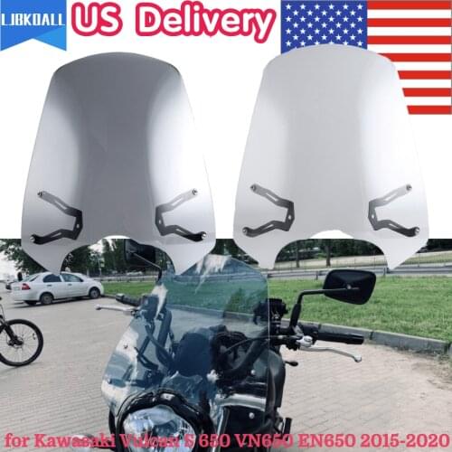 2018 2019 EN650 Accessories Motorcycle Windshield Windscreen Wind Deflectors with Bracket for Kawasaki Vulcan VN S 650 2015-2021