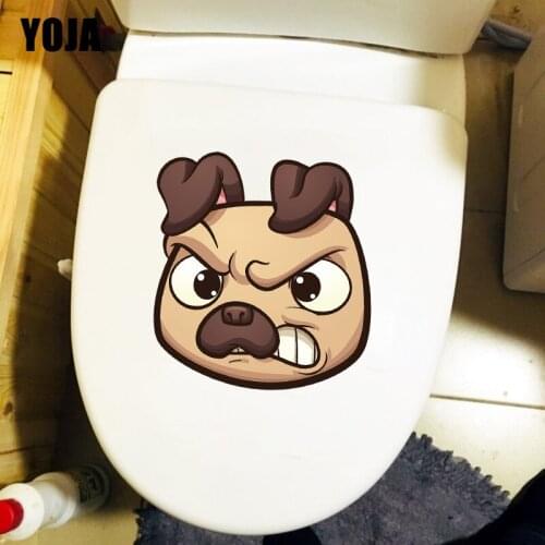 YOJA 22.7×23.5CM Angry Pug Cartoon Avatar Home Decoration Accessories Animal Wall Stickers Toilet Decals T1-3091