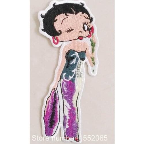 Custom Beautiful Lady Laser Cut Embroidered Patch With Iron On Backing