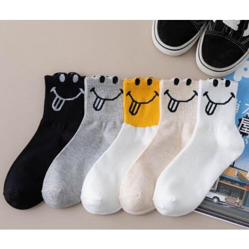 New Cartoon Smile Lady Casual Stockings YZ-S-ZZ-0064 Spring/summer new fashion trend bright color smiling face socks