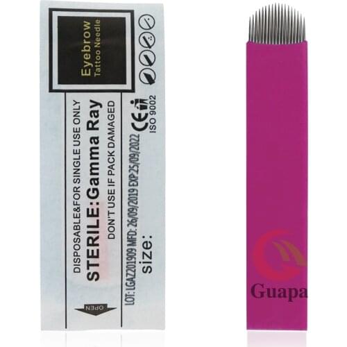 0.18mm Microblading Needles Eyebrow Tattoo Blades Lamina Tebori Flex Microblading 12 14 16 18 U shape Pink Tattoo Needles