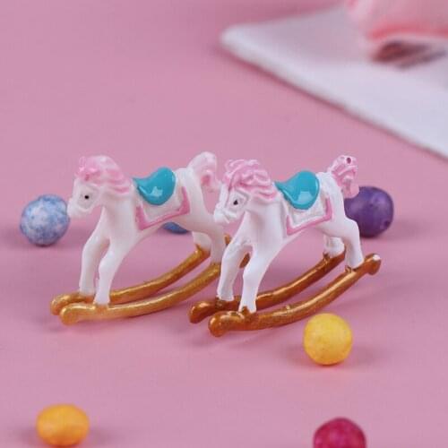 1:12 Miniature Dollhouse Wooden Rocking Horse Chair Nursery Room Furniture Doll House Accessories Toys for Children