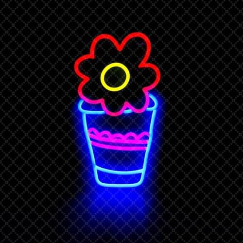 17'' Beverage Flower Neon Sign LED Light Tube Handmade Visual Artwork Bar Club KTV Wall Decoration Commercial Lighting Colorful