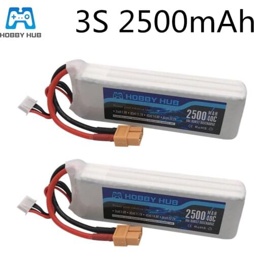 2pcs/Lot Hobby Hub Battery 11.1V 2500mAh 40C Battery For Drone RC Car Airplane Part 3s Lipo Battery 11.1v For X16 X21 X22