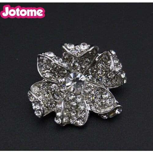 50pcs/lot Wedding Bouquet Brooch Pin Flower Rhinestone sew Button Buckle