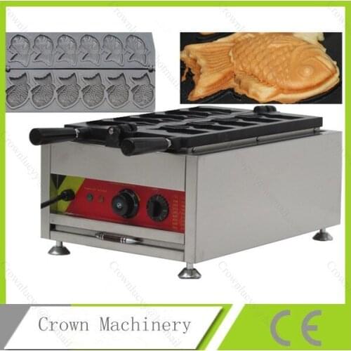 Commercial Use Non-stick 6pcs 110v 220v Electric Fish Taiyaki Maker Machine Baker with CE Certificate